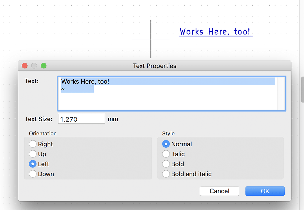 Underscored text layout kicad info forums