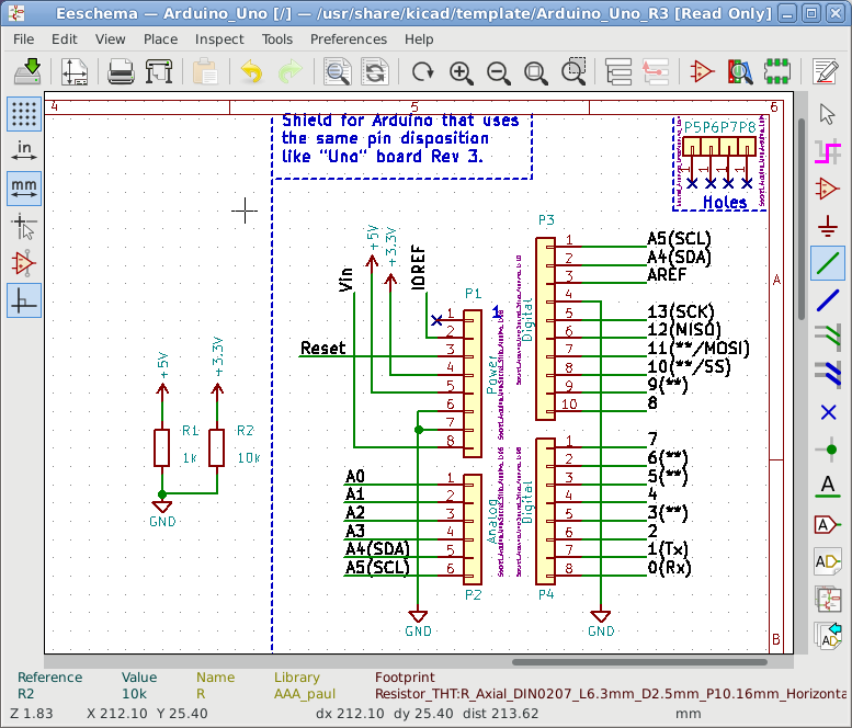 Ardunio UNO R3 Template - Connecting to 3.3 and 5 volt ...